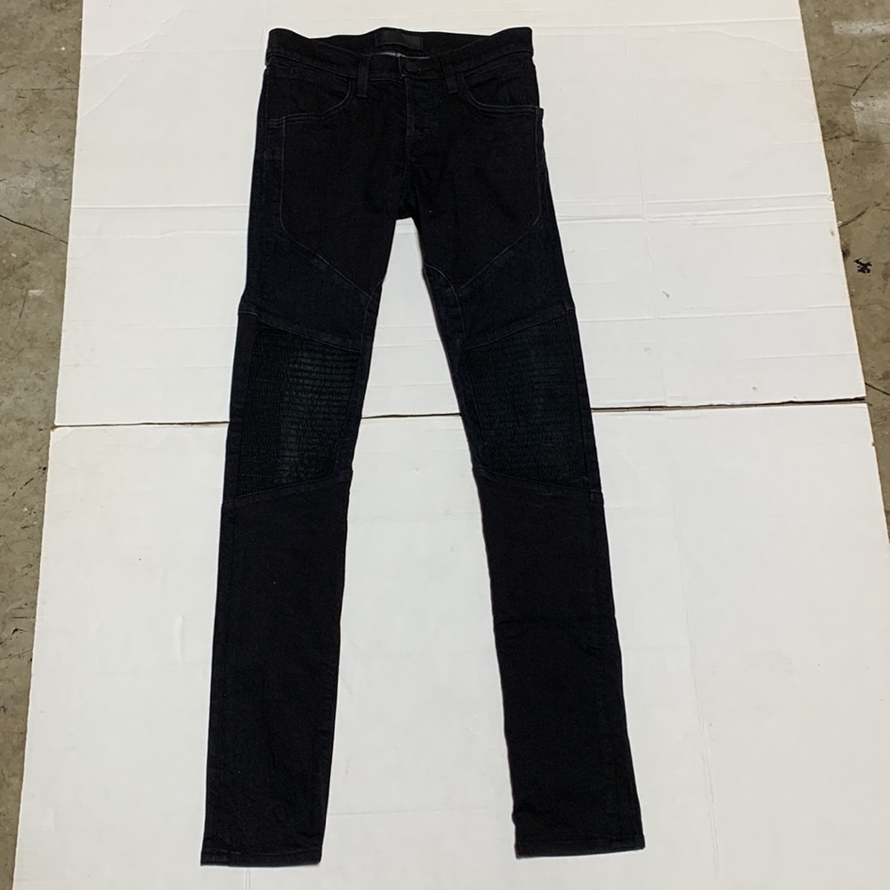 J Brand Bearden Moto Black Charcoal Raw Skinny Jeans Sz 29